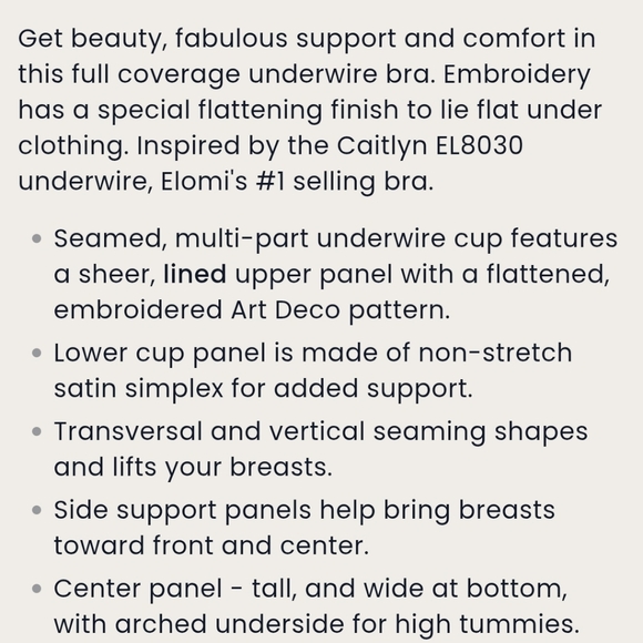 Elomi Cate Underwire Bra With Side Support Pine Size 38L - Picture 8 of 9